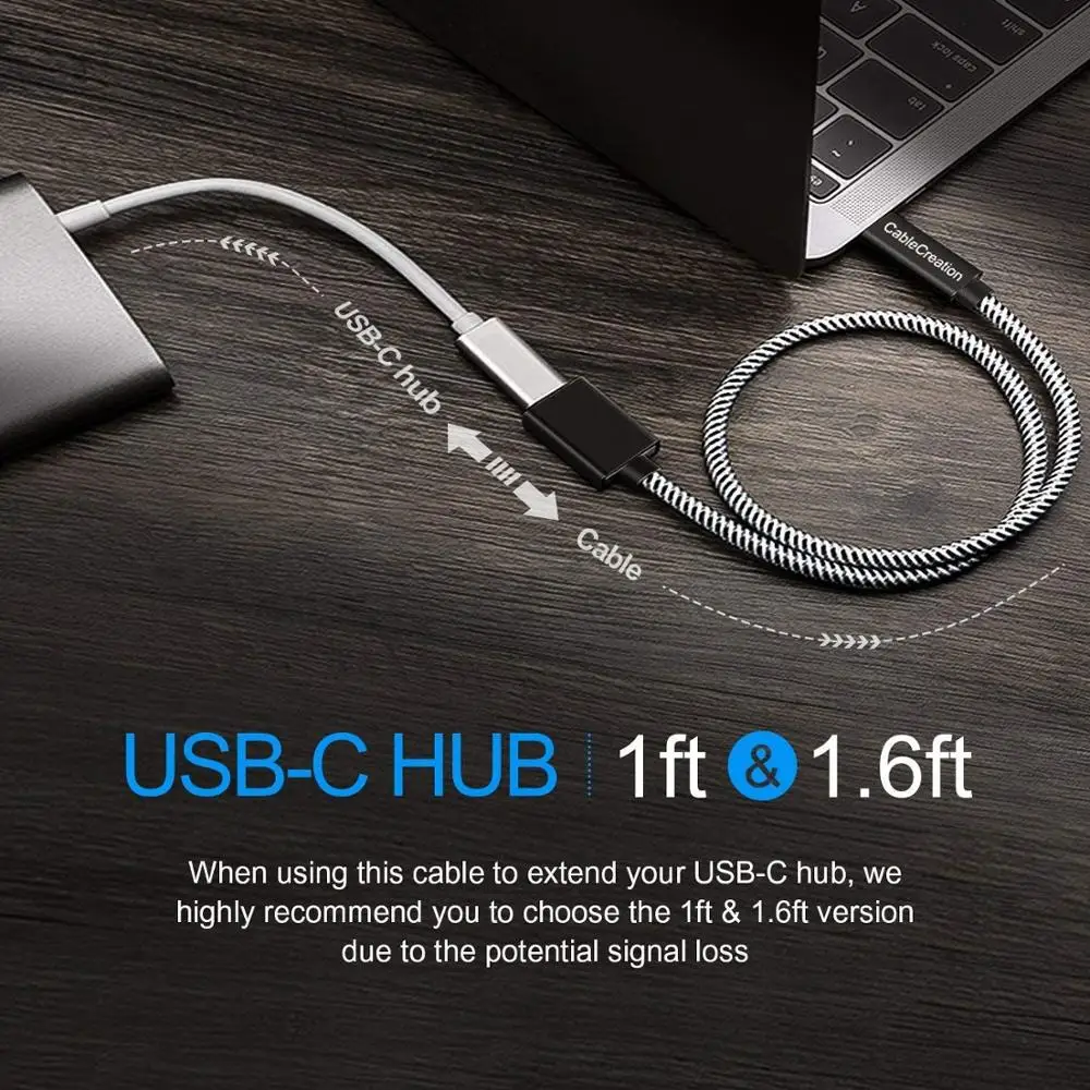 USB C 연장 케이블 (Gen 2/10Gbps), USB 3.1 Type C Male to Female 지원 4K 비디오 오디오 전송, Macbook Pro, 휴대폰 포함