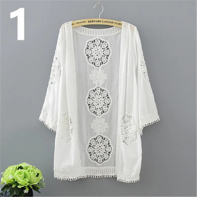 Vrouwen Kleding Lange Mouw Kant Shawl Bolero Bolero Jacket Strand Shirts Hollow Cape Elegante Tops Bruiloft Bruids Zomer Jas