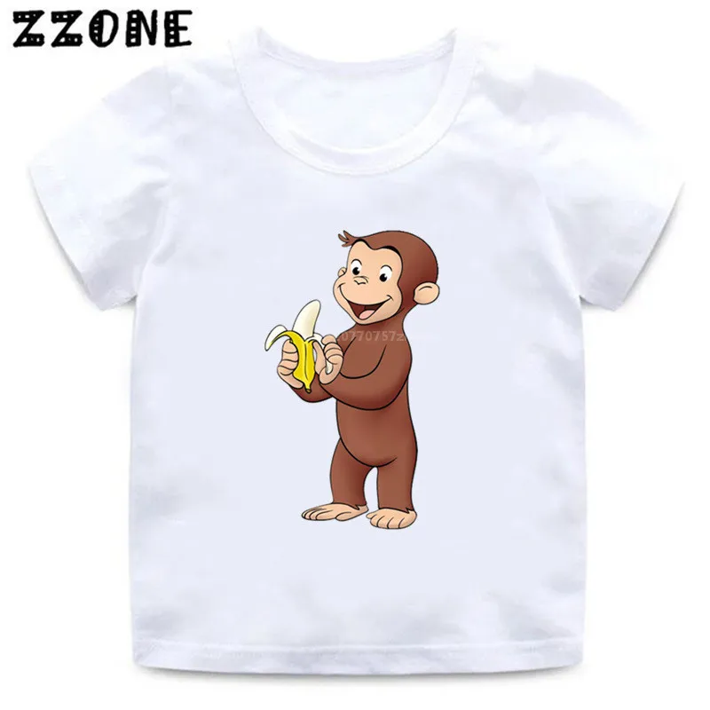 

2020 New Summer Baby Boys T shirt Curious George Cartoon Print Kids T-Shirts Funny Monkey Children Girls Tops Clothes,HKP5266