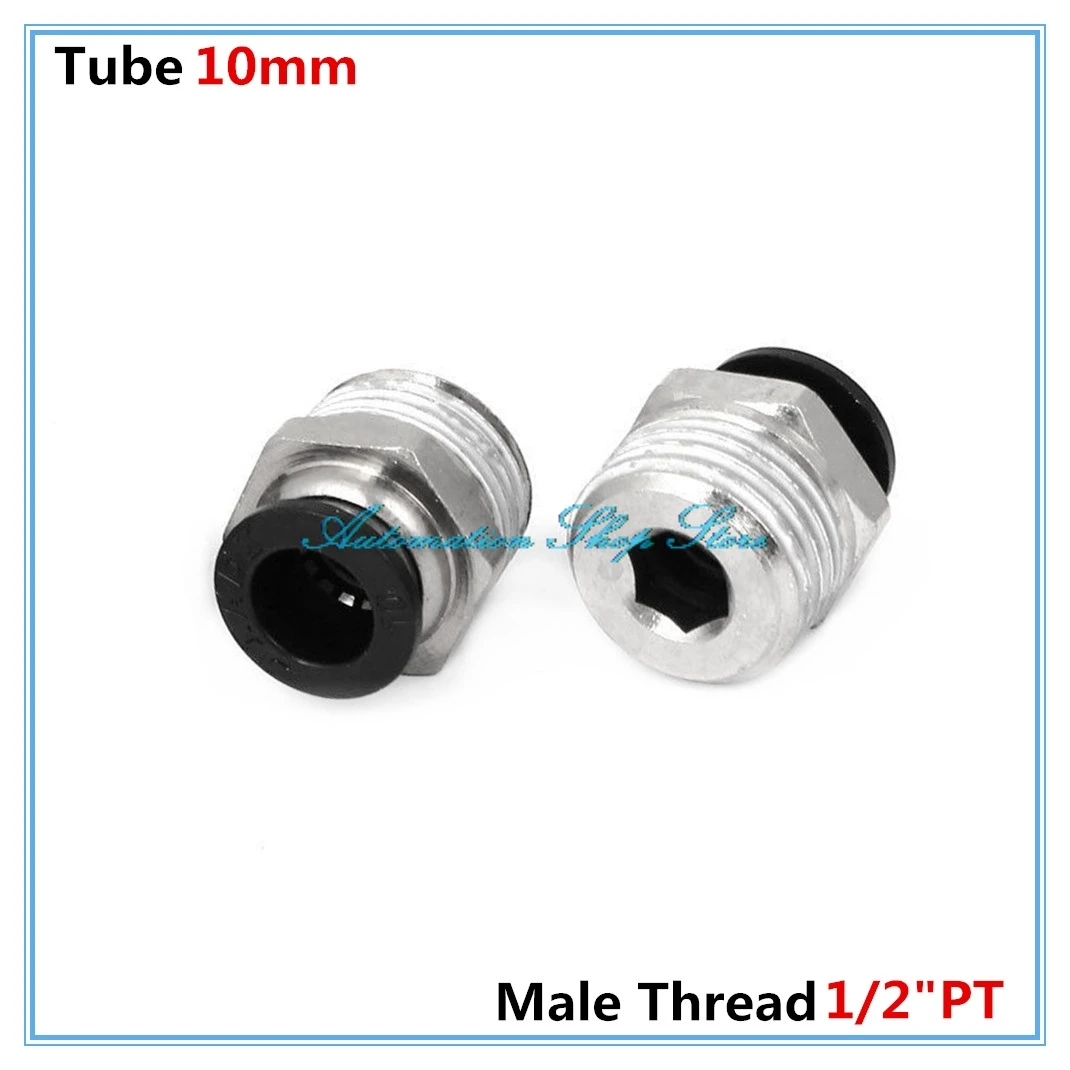 

5Pcs Tube 10mm to 1/2" Male Thread Threaded Quick Joint Pneumatic Fittings PC10-1/2