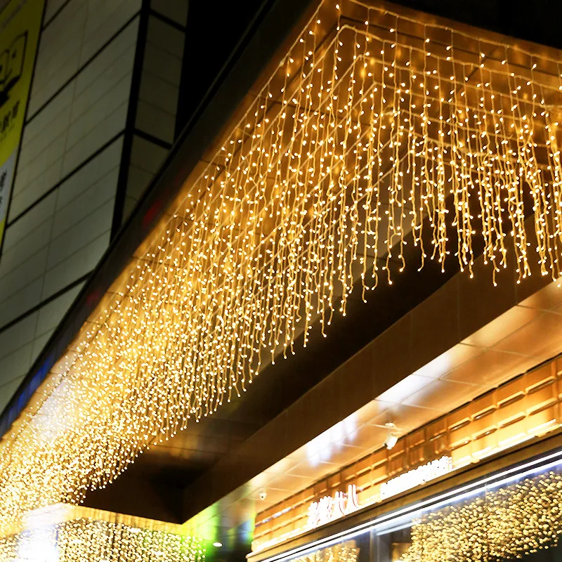 4M120 Leds Garden Lamp Christmas Garland  Curtain Icicle String Lights Waterproof 220V   Outdoor Street Decorative Holiday Light