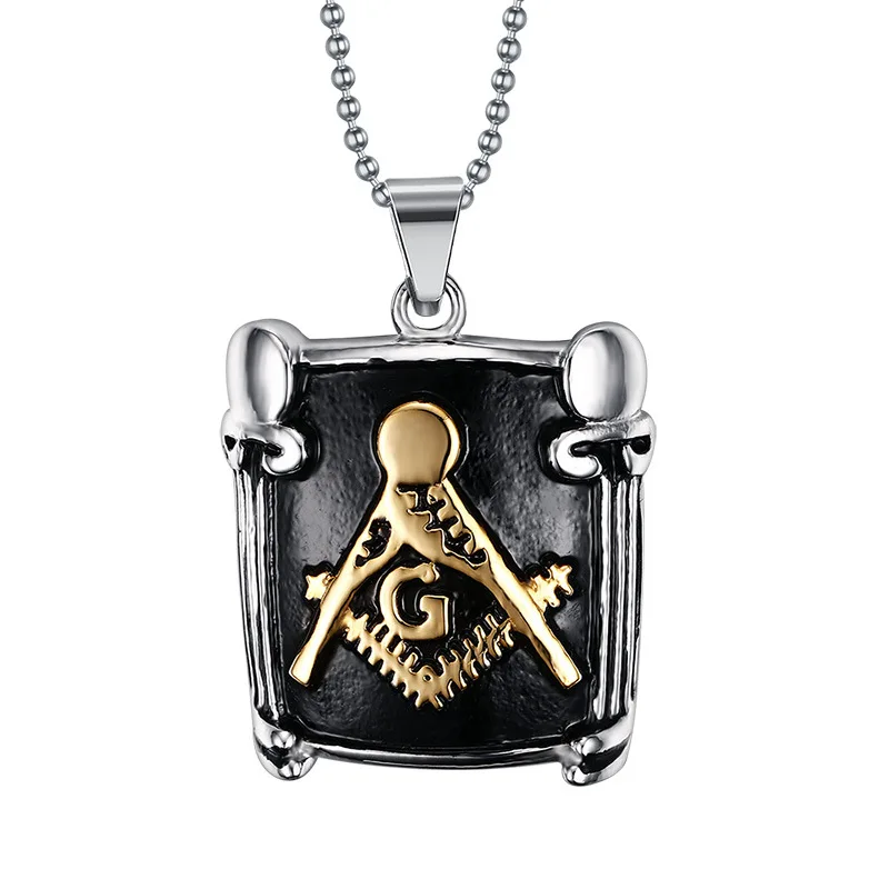 

Fashion Gold-color AG Masonic Necklace & Pendants For Men Stainless Steel Freemasonry Pendant Free Chain Men Jewelry NE075G