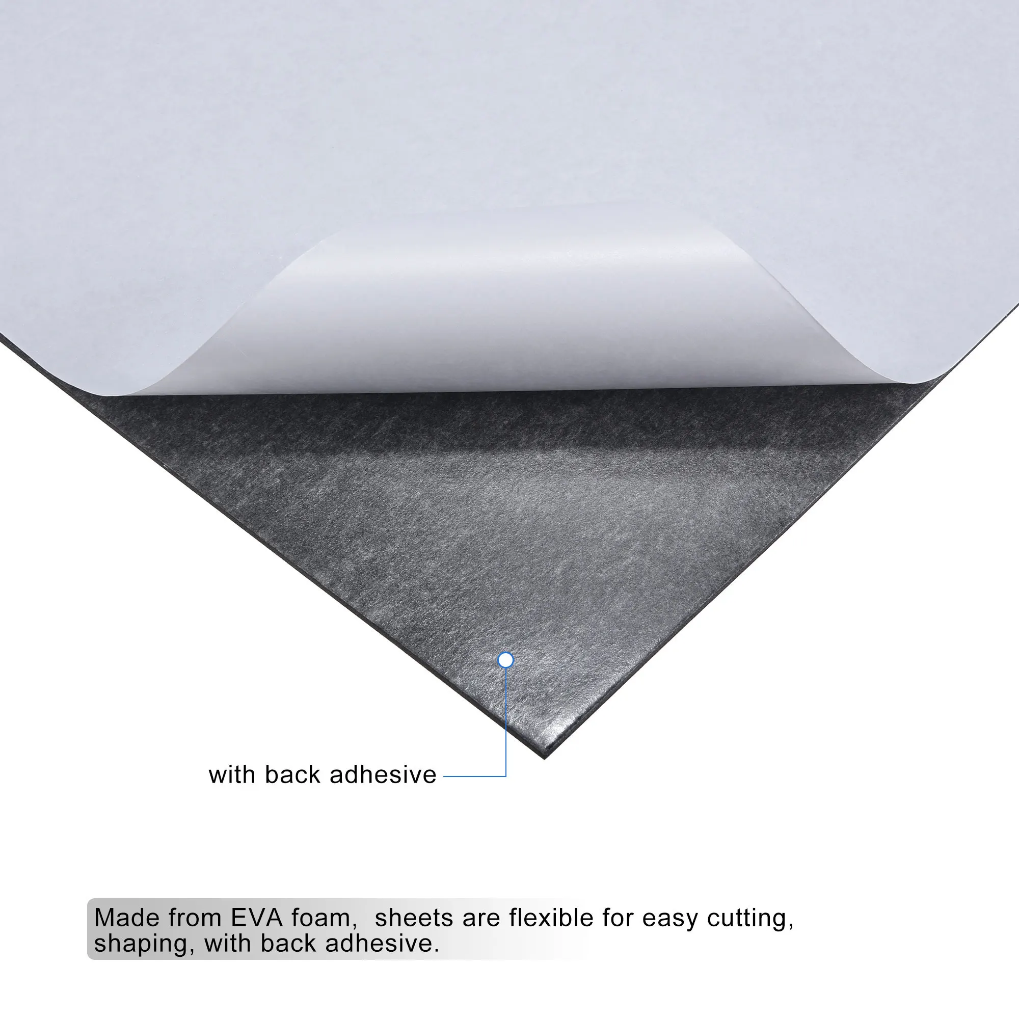 Uxcell EVA Foam Sheets Black Self Adhesive Back 6.56ft x 11.8 Inch 1/2/3/4/5mm Thickness for Handmade Cards Shapes and Letters