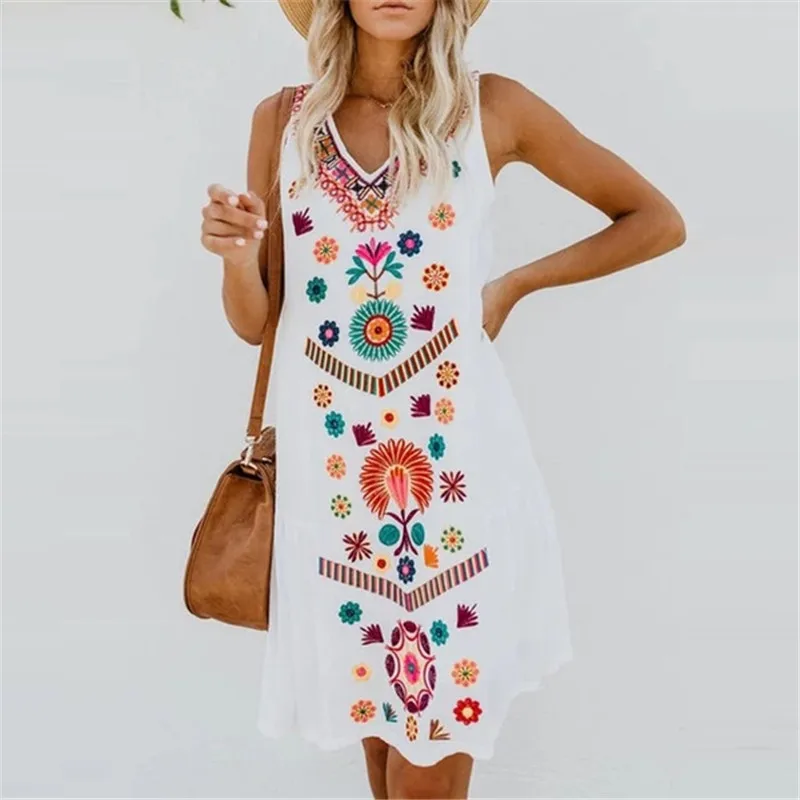 Dress 2021 Fashion 3xl Yellow Mini Dress Print Dress Tank Women Summer Robe Blanche Vestidos Mujer Sukienki 섹시한 빅 셔츠 드레스