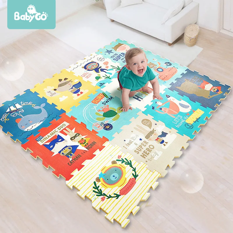 BabyGo Baby Crawling Pad Thickened 2cm Tasteless XPE Foam 6pcs Play Mat Kids Living Room Cartoon Non-Slip Play Game Toys Mat