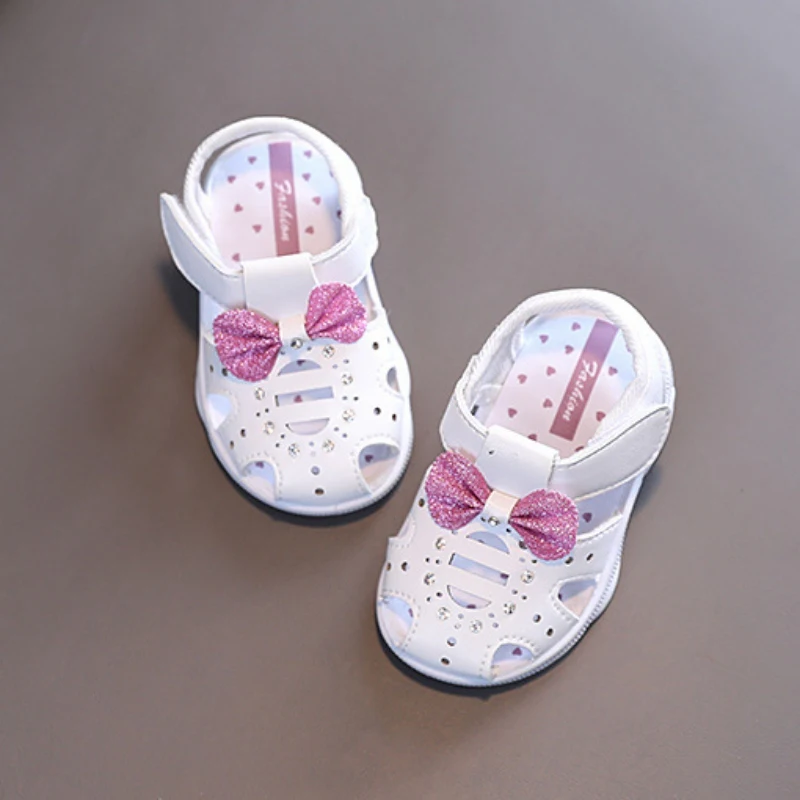 New Summer Sandals Shoes Cute Sweet Fashion Children Leathers Princesses Shoes For Girls Baby Breathable Hoolow Out Bow Shoes