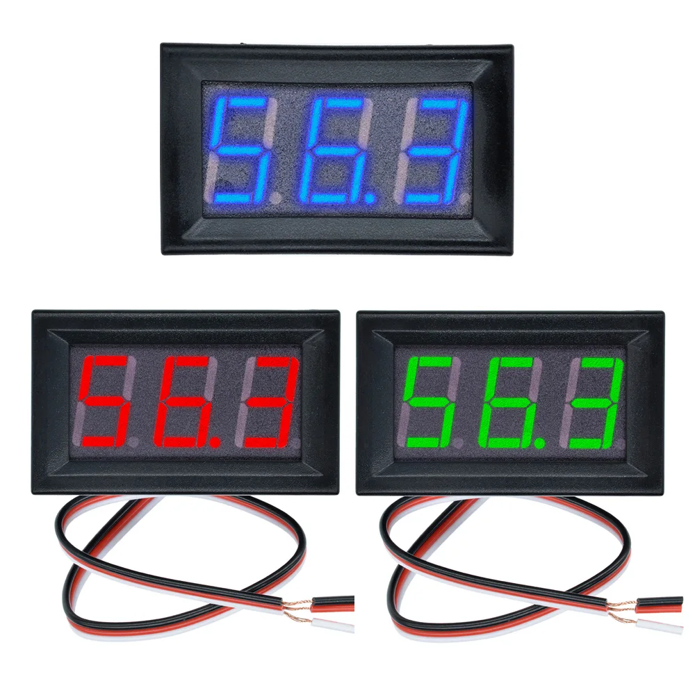 0.56 "Digital Voltmeter DC 5V-30V Digital Voltmeter Panel Meter Tegangan Merah/Biru/Hijau untuk 6V 12V Electromobile Motor Mobil