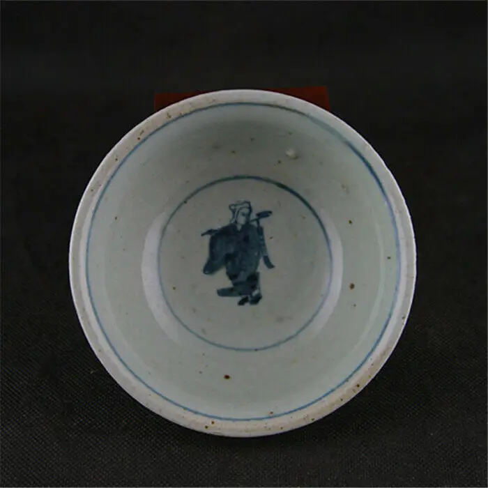 Chinese Blue and White Porcelain Qing Eight Immortals Design Bowl 5.1 inch