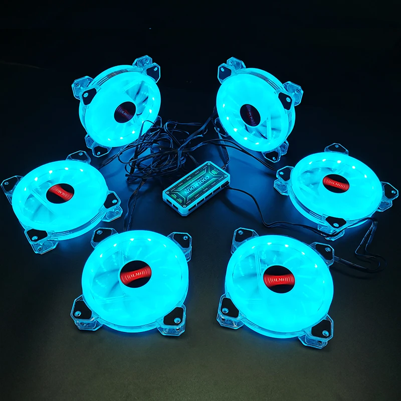 Coolmoon 120mm PC Computer Case Fan Cooling Cooler 6 PIN Adjustable RGB Led 12V Mute RGB Case Fans Adjust Speed  cooler fan