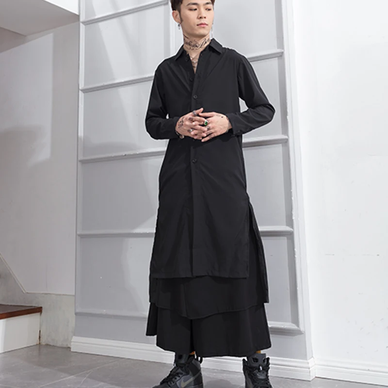 

Men's Black Trousers Leisure Large Size Spring And Summer New Loose Skirt Pants Men's Ins Layered Structure Personalized