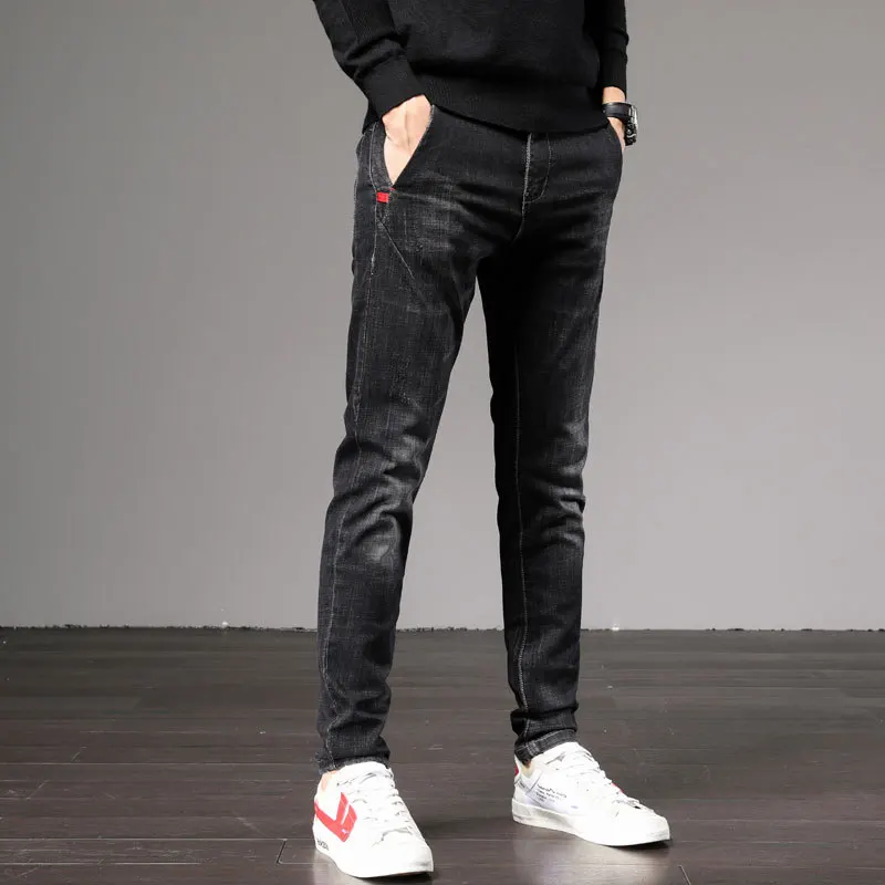 2021 spring jeans men's soil stretch slim-fitting trousers spring youth slim trousers