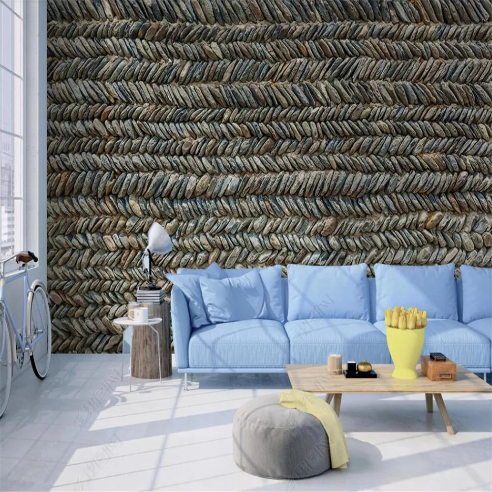 Milofi custom 3D wallpaper mural three-dimensional stone texture rural wallpaper living room bedroom decoration mural