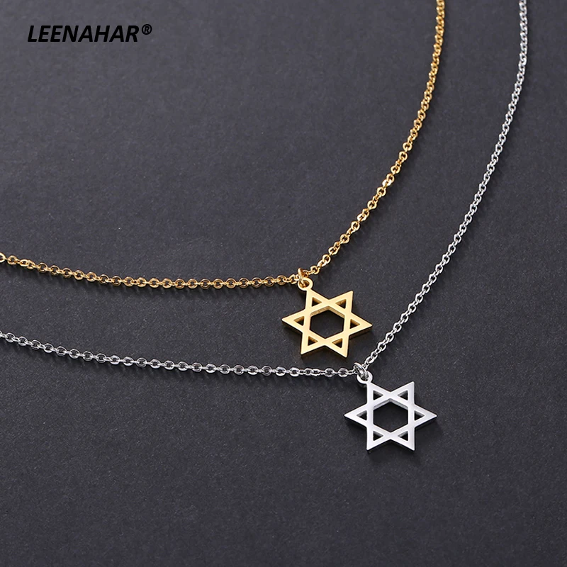 1PC Stainless Steel Israel Magen David Star Necklace For Women Gold Plated Jewish Jewelry Wholesale