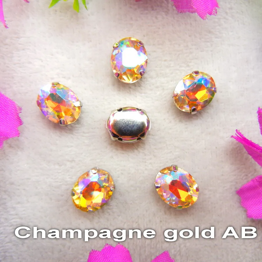 AB Colors Silberne Krallenfassungen 7 Größen Ovale Form Glaskristall Aufnähbare Strassperlen Hochzeitskleid-Accessoires Verzierung – Detail 7