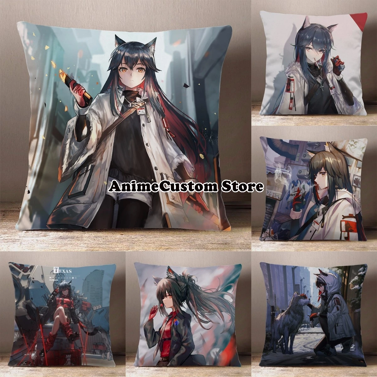 Hot Game Anime Arknights Texas Cartoon Square Throw Pillow Siesta Dakimakura Dakimakura Safa Back Cushion Cosplay Otaku Gifts