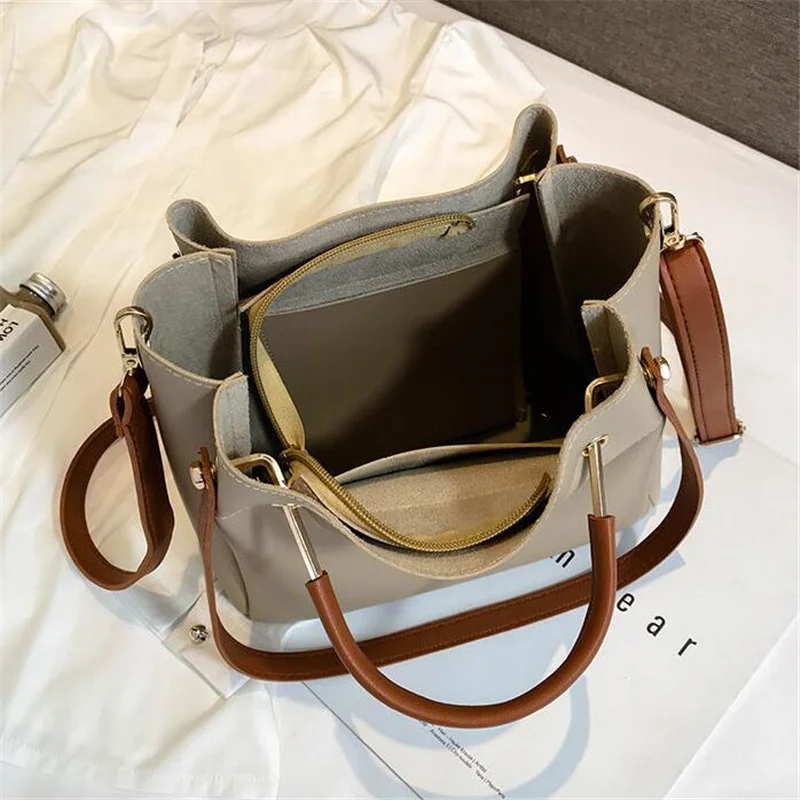 Simple Bucket Bag Women Leisure Single Shoulder Bags For Female Top-Handle Hand Totes High Quality Crossbody Bags Pack Purse