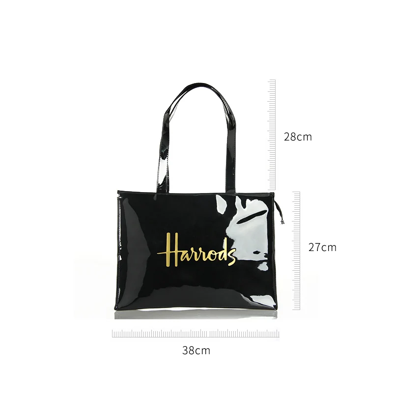 KOKOPEAS Eco Friendly Tote Shopping Bag Women Reusable Waterproof PVC Shoulder Bag Large Capacity London Style Handbag