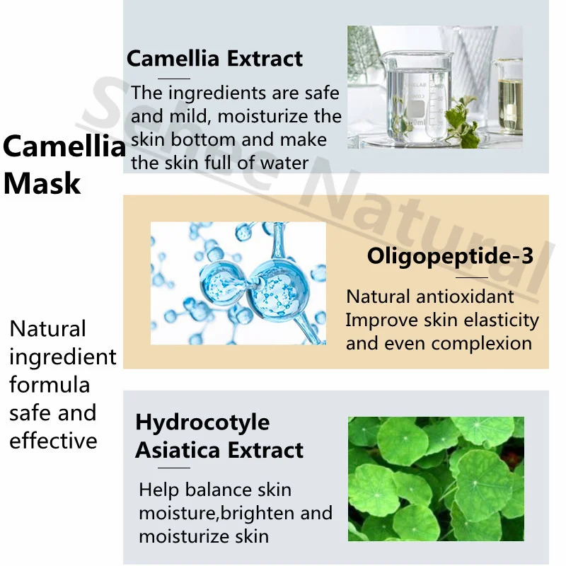 Moisturizing Replenishmen Camellia Facial Mask t Relieving Repairing Sensitive Brighten Skin Tone 10pcs 30ml/pc