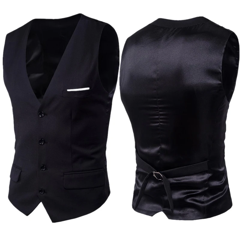 Black Suit Vest Waistcoat Men 2023 Brand New Slim Fit V Neck Dress Vests Mens Formal Business Wedding Tuxedo Chaleco Hombre 6XL