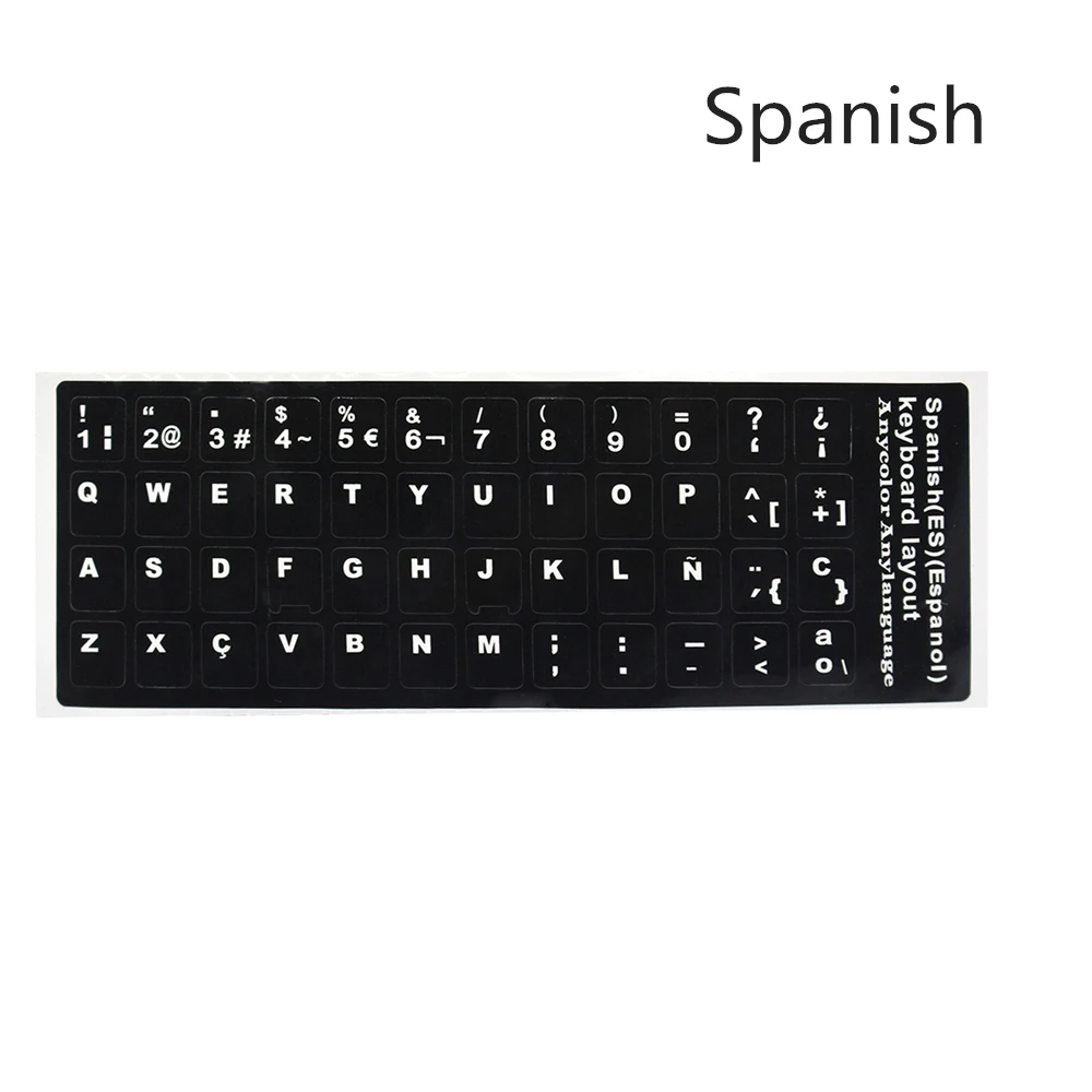 

Spanish Keyboard Stickers Arabic Cangjie French Korean Thai Italian English Alphabet Keyboard Layout Stickers Black for Laptops