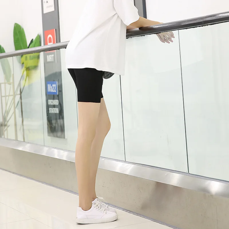 Shorts Women Thin Fitness Casual High Waist Fashion Biker Shorts Summer Slim Knee-Length Bottoms Black Cycling Shorts Streetwear