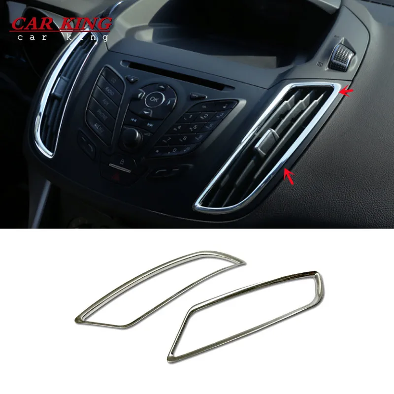 

For Ford Kuga Escape 2013 2014-2018 Air Conditioning Front Outlet Cover Interior Trim Chrome ABS Stickers Car Accessories 2pcs