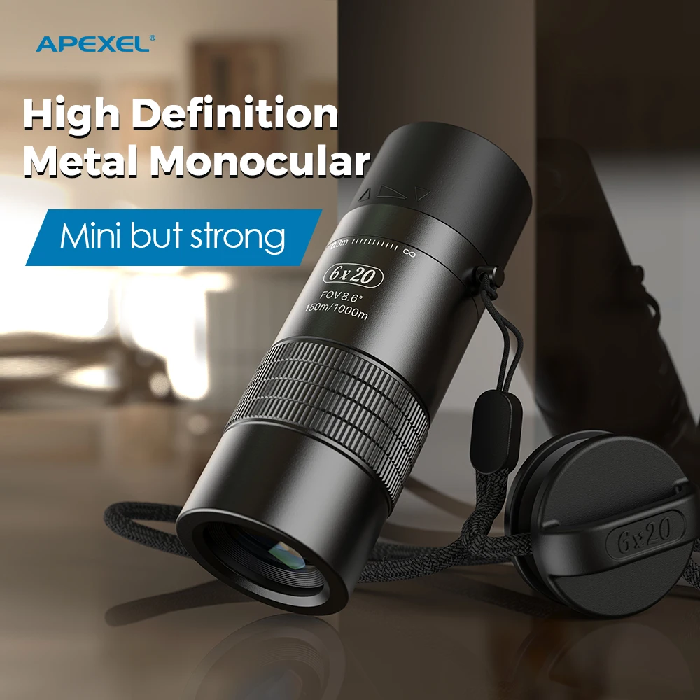 

APEXEL 6X20M Monocular Telescope 0.3m Closest Shooting to Unlimited Distance Focus Telescope Lenses for Hunting Camping Travel