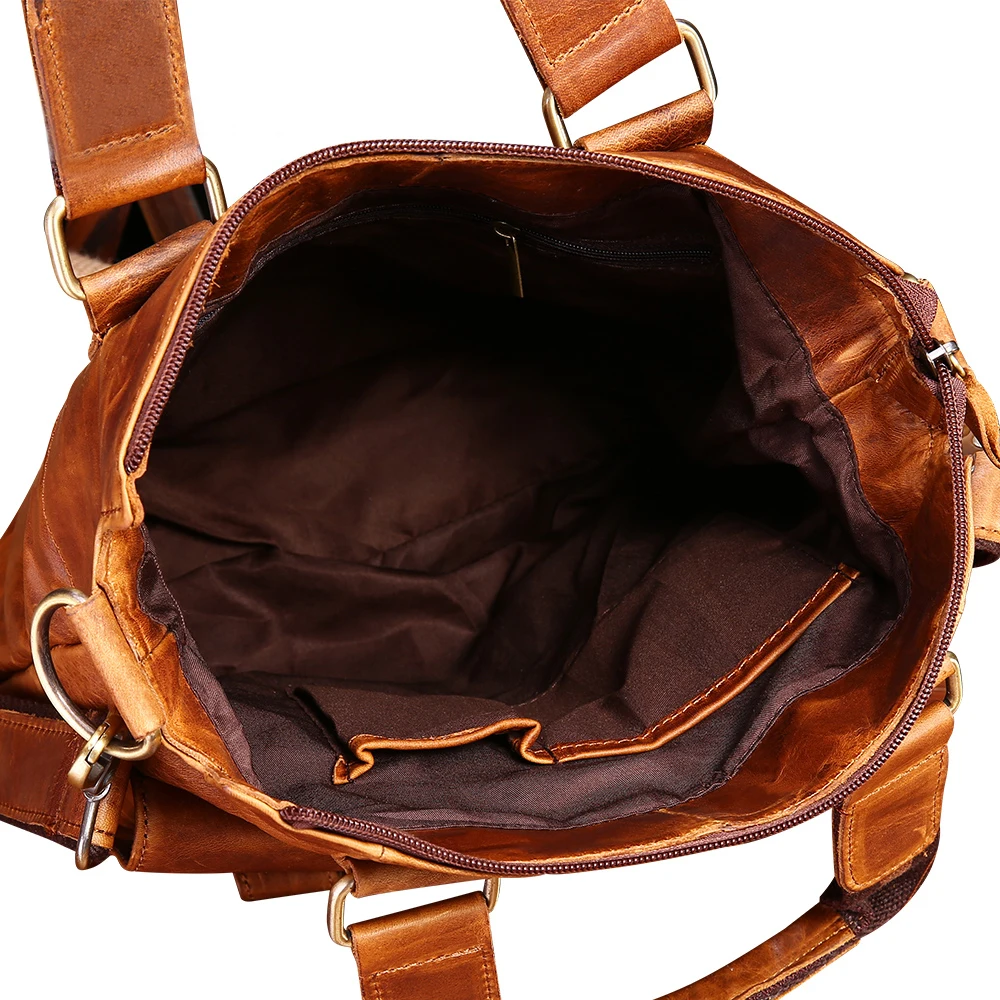 JOGUJOS-maletines de cuero genuino para hombre, maletín de Caballo Loco, bolso de mensajero de hombro a la moda, bolso de viaje informal, novedad