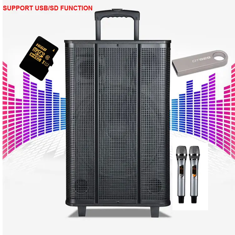 Private mould 120W Bass DJ Big Power Wholesale SANSUI 12Inch Wooden Box Portable Wireless Trolley Speaker For Home Hotel Party