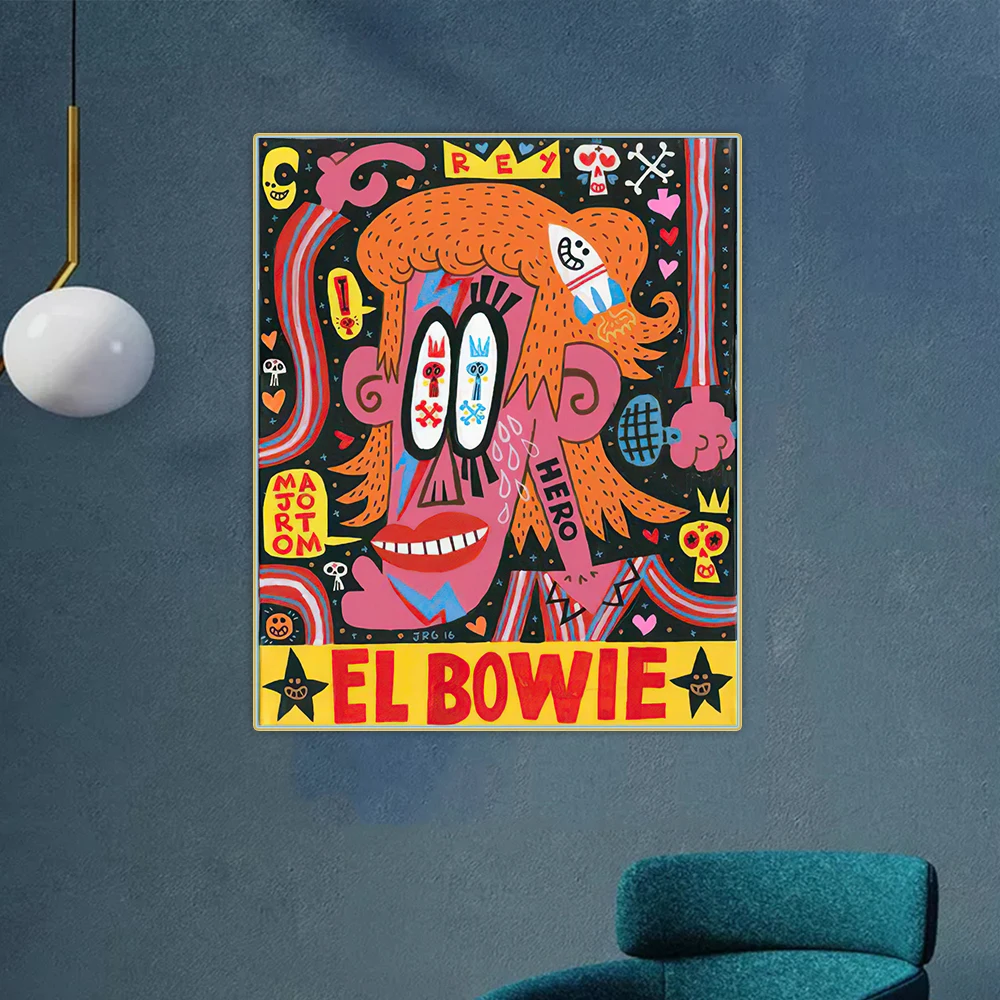 

Jorge R. Gutierrez《El Bowie》Canvas Oil Painting Artwork Aesthetic Picture Poster Wall Hanging Decor Home Living Room Decoration