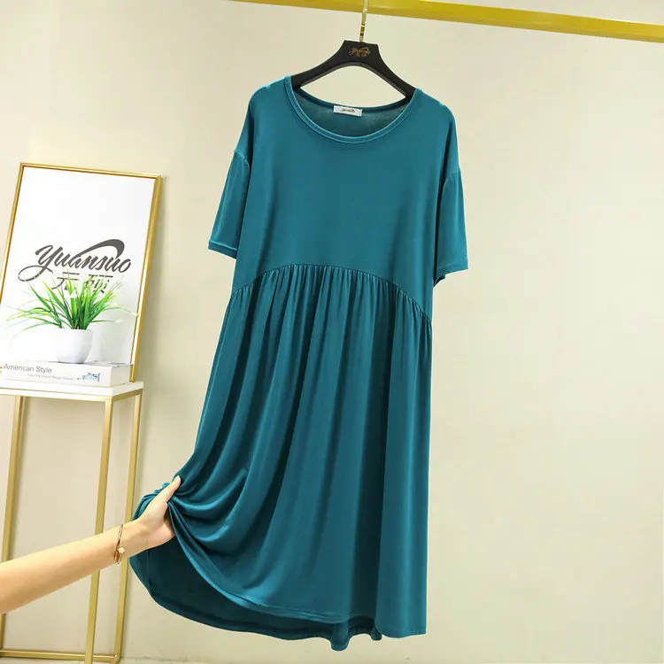 Chemise de nuit à manches courtes pour femmes, chemise de nuit à manches courtes, robe plissée, chemise de nuit d\'été pour femmes, robe de nuit