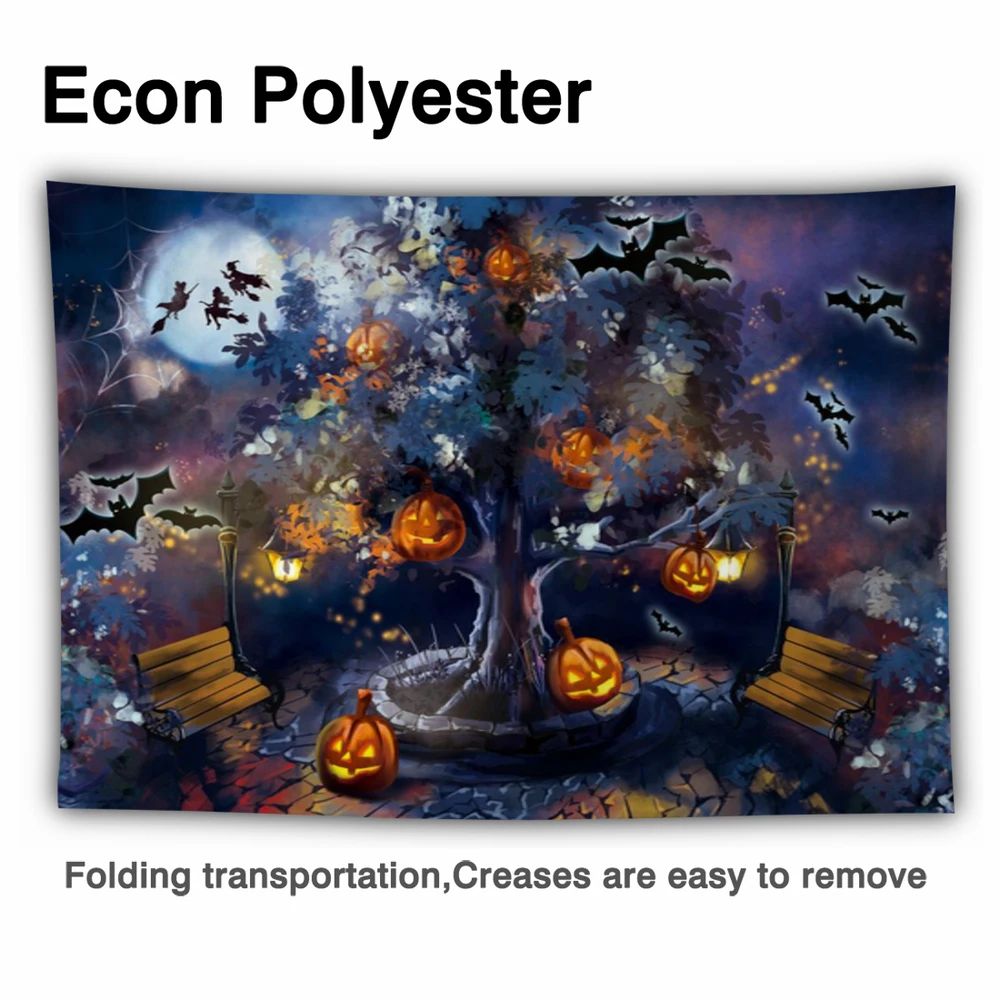 Allenjoy-fundo para festa noturna de halloween, abóbora, árvore, quintal, fotografia, estúdio de aniversário, decoração, cenário