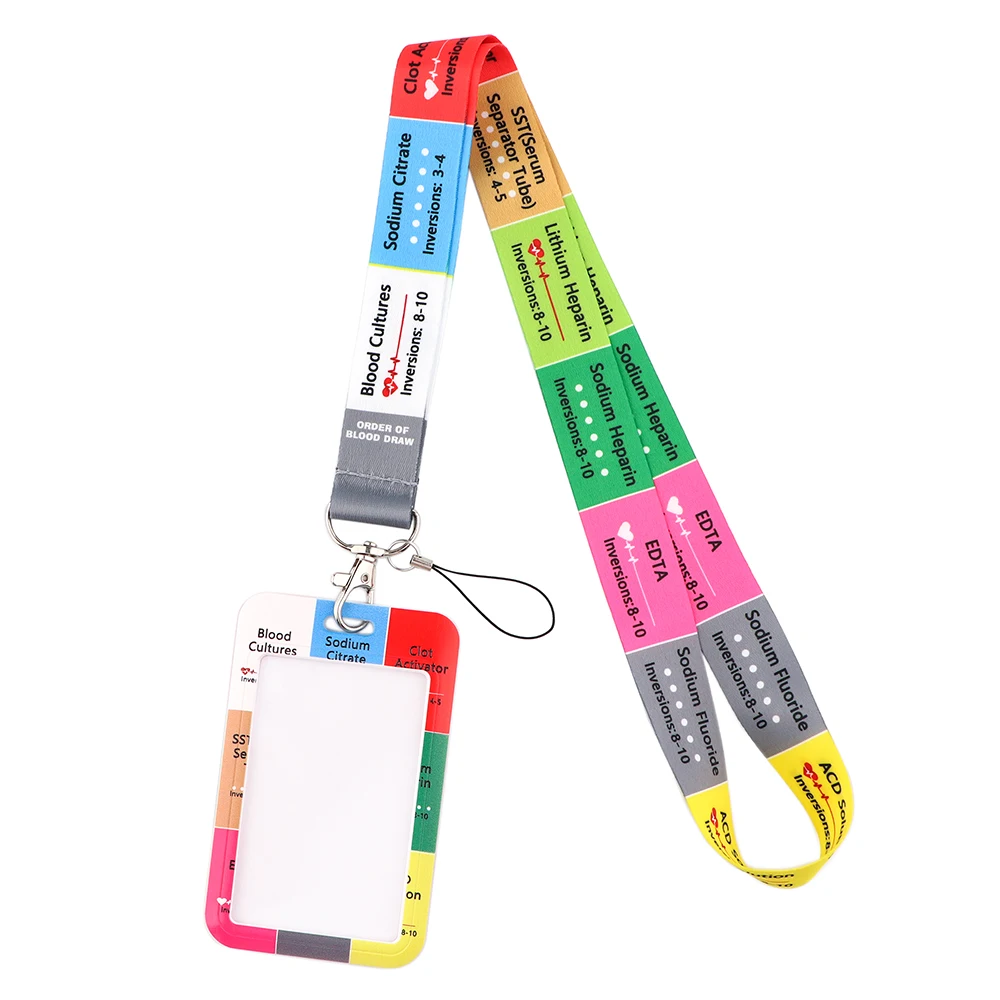 YL879 Medical Doctors Nurses Critical Care Anaesthetics Cartoon Print Lanyard Card ID Key Badge Holder Accessories