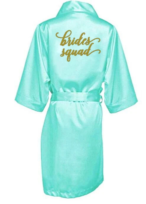 new bride\'s babe bridal robes green robe hen party getting marrried gift babe of honor bridesmaid kimono bride robes