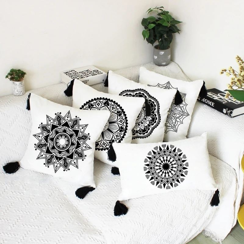 

Mandala Cushion Cover Tassel Pillow Cover Home Sofa Living Room Decorative Pillows Housse De Coussin 45x45 Coussin Boheme