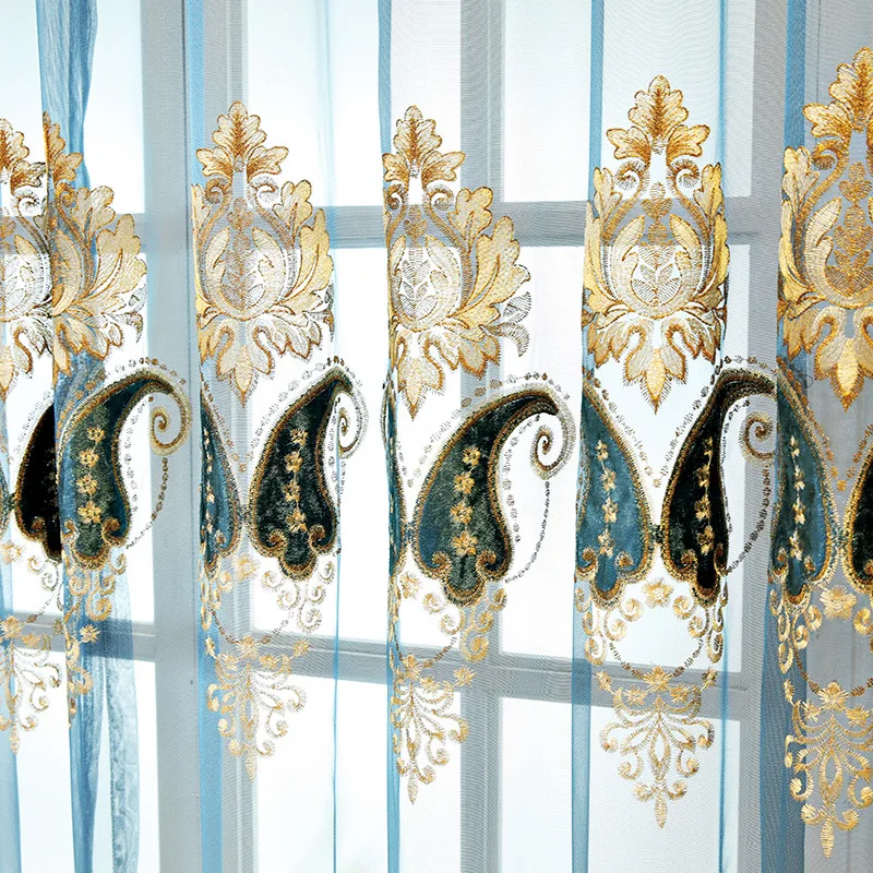 Angepasst High-end-Europäischen Stil Bestickt Fenster Bildschirm Vorhänge für Wohnzimmer Schlafzimmer Balkon Bay Fenster – Detail 6