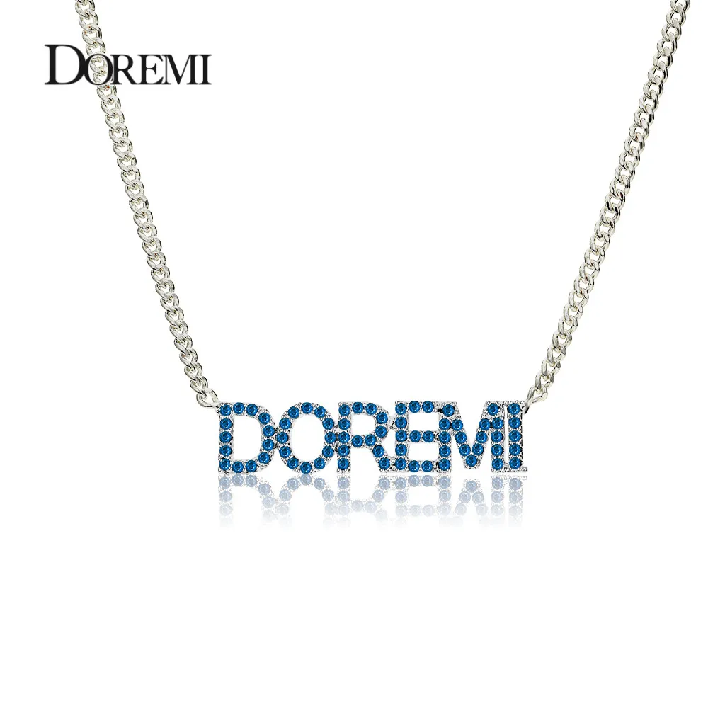 DOREMI Crystal Custom Name Necklaces with 5Colors Zircon Pendant Letters Necklace  Custom Jewelry Numbers Personalized Pendant