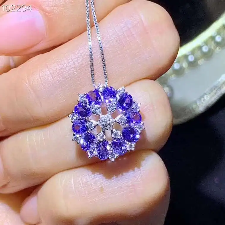 

Tanzanite necklace Natural Real Tanzanite Pendant Solid S925 Sterling Silver For Women Colour Gem Stone Fine Jewelry