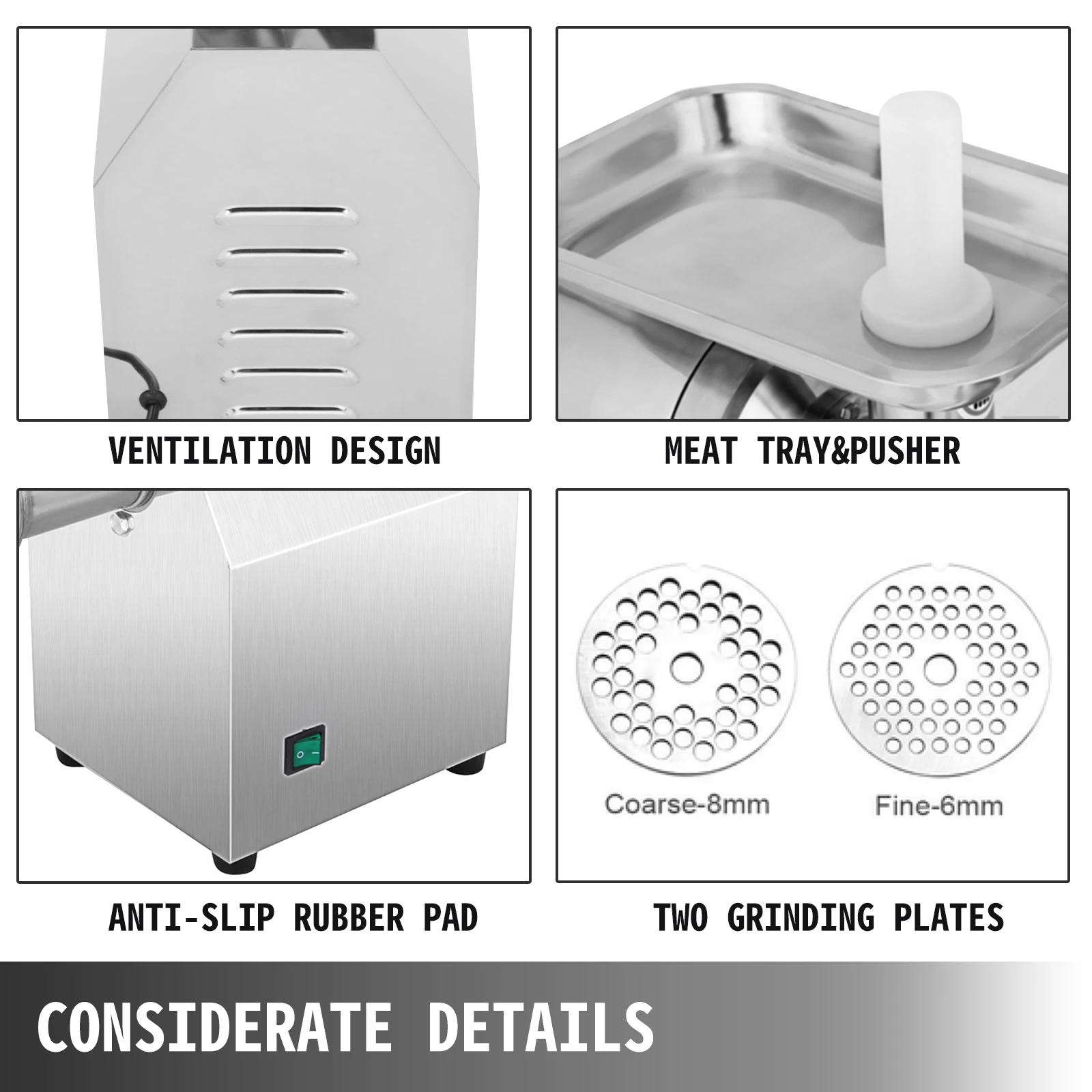 VEVOR 122 كجم/ساعة الثقيلة مفرمة لحم كهربائية مطحنة ماكس قوية المنزل المحمولة السجق ستوفير اللحوم المفرمة منتج أغذية