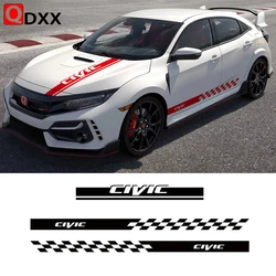 Car Door Side Skirt Sticker For Honda Civic TypeR Hatchback Sedan Auto Hood Bonnet Stripes Racing Sport Styling Vinyl Film Decal