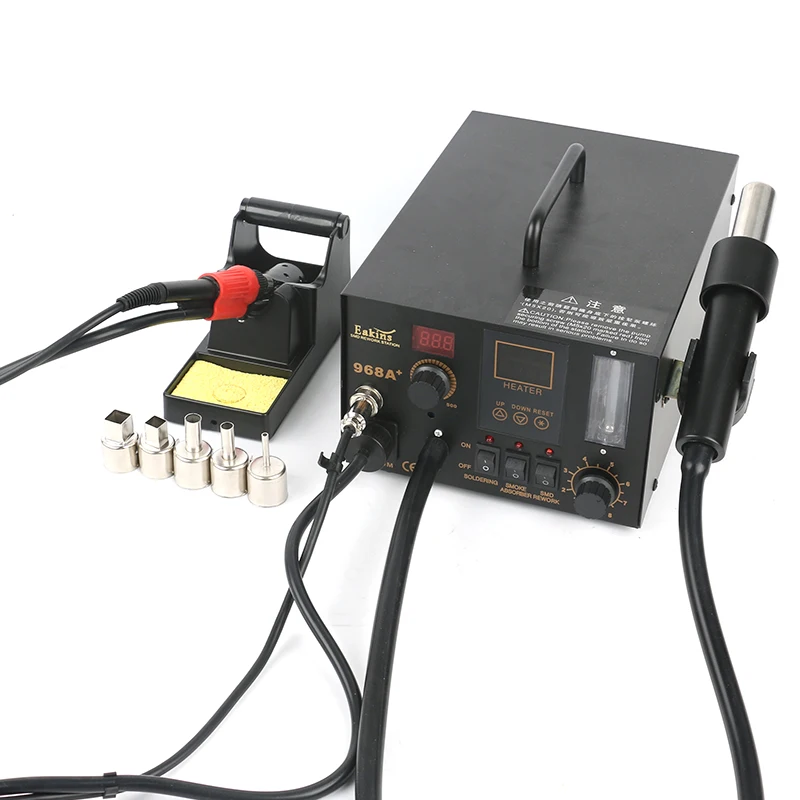 968A + 3 In1 stazione di saldatura a regolazione LCD pistola ad aria calda tavolo di saldatura strumento di fumo stazione di rilavorazione SMT strumento di manutenzione