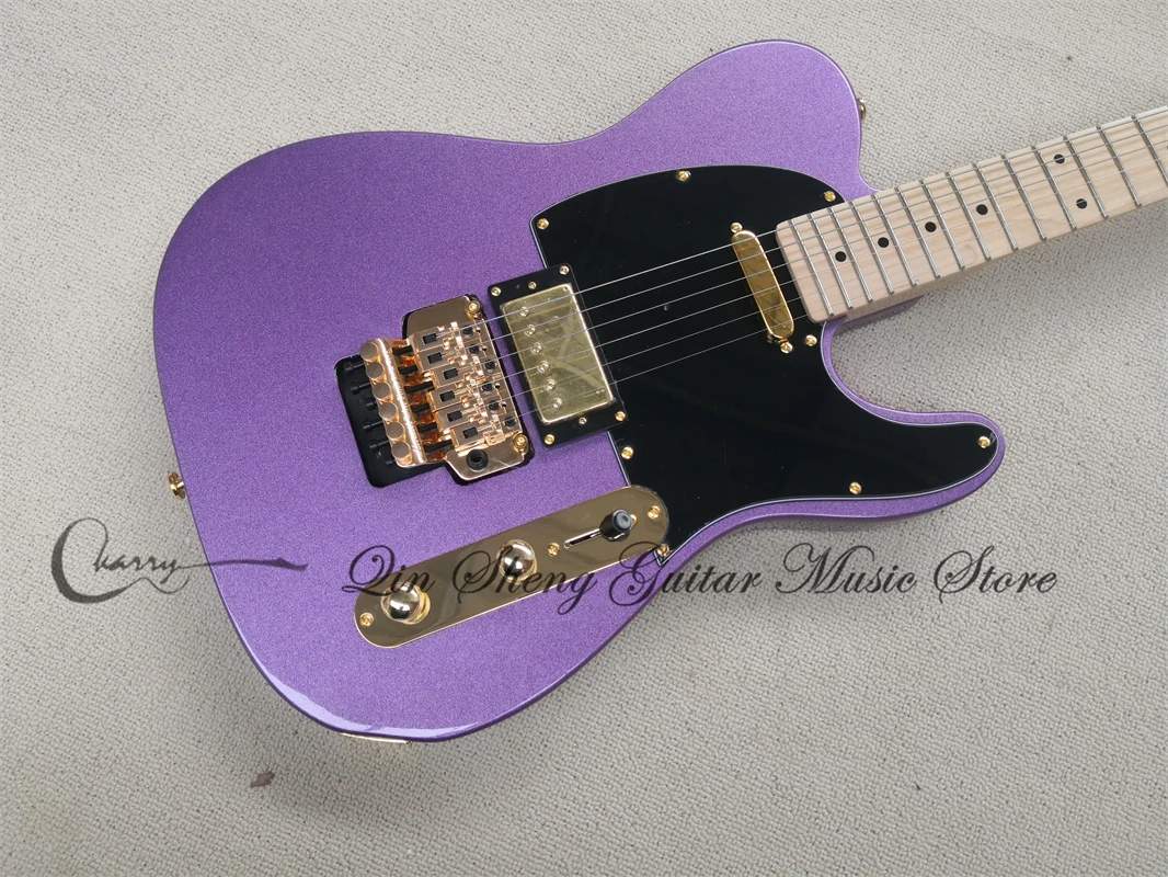 Order booking 6 strings tel electric guitar, metal purple guitar,,tremolo bridge  SH pickups,Gold buttons,