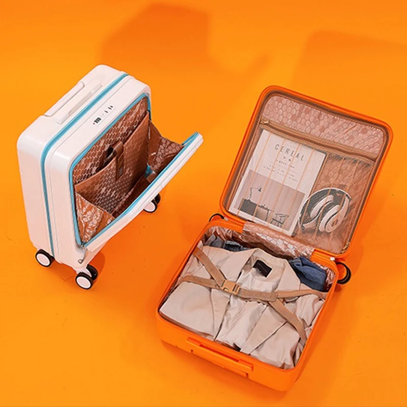 Imagem -04 - Rolling Luggage Trolley Case para Mulheres Laptop Bolsa Travel Bolsa Trolley Suitcase Travel Bolsa Front Opening Fashion Girl Boy 18 Polegada Novidades Hot