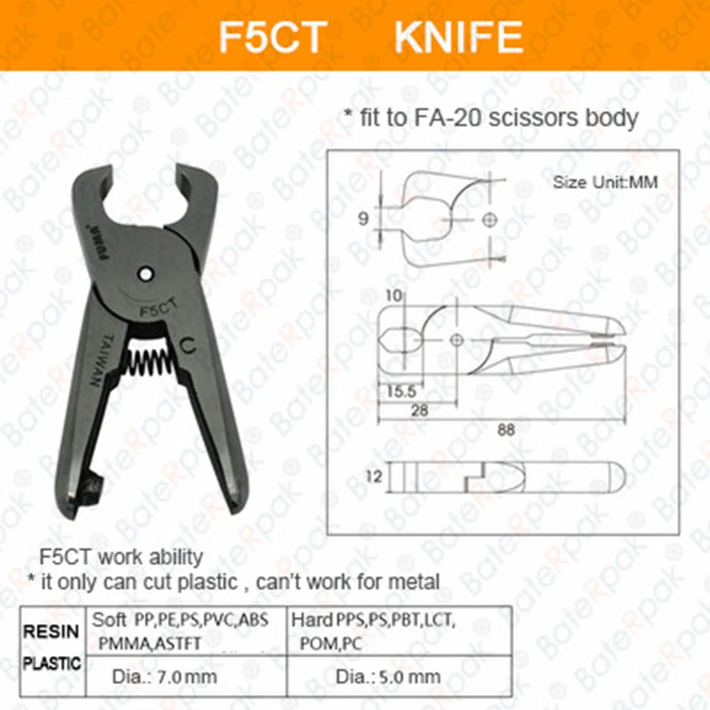 Baterpak ワイヤー切断機ナイフ、風魔の F5CT 部品シリーズ空気圧鋏/空気圧はさみ、クランププライヤーナイフ 1 個