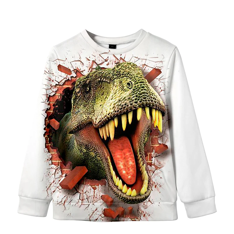 

Dinosaur Tyrannosaurus Cartoon 3d Hoodies Pullover Print Men Women Capless Sweatshirts Tops Long Sleeve O-neck Boys Girls Hoodie