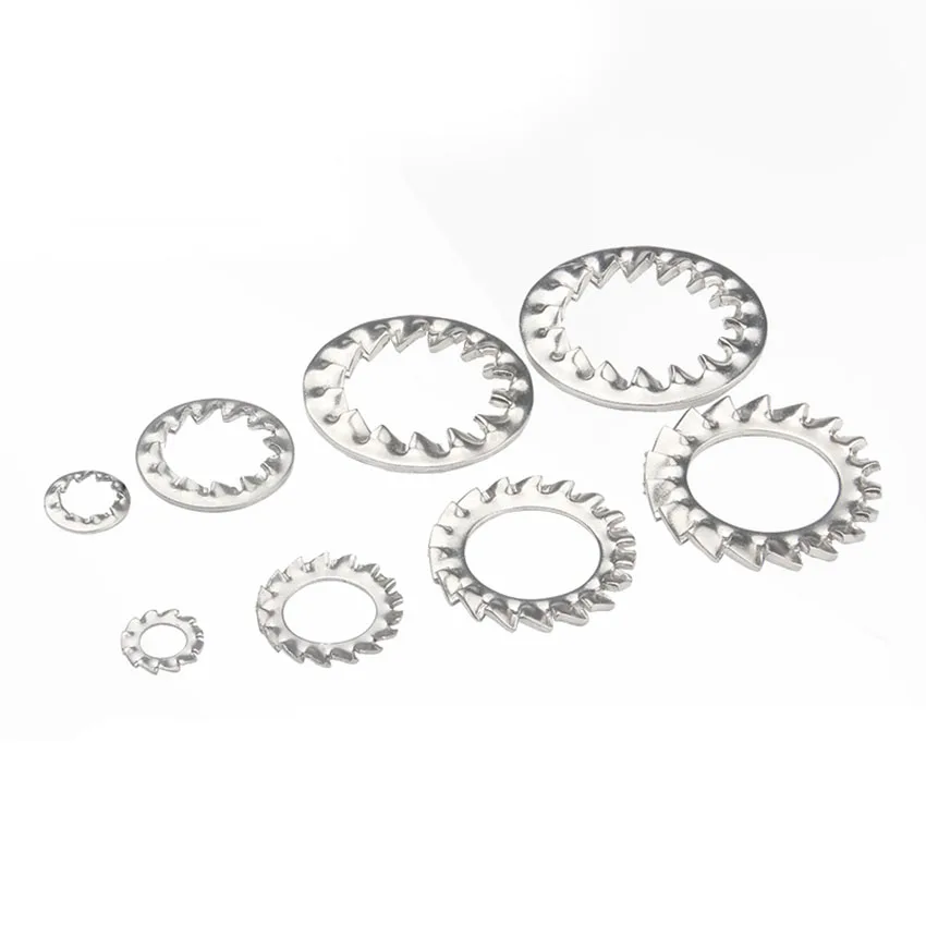 20/50/100PCS Internal atau Eksternal Bergerigi Penguncian Mesin Cuci Stainless Steel M3M4M5M6M8M10M12