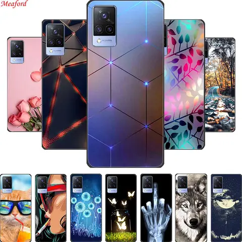 For Vivo S9 V21 V21e Case Black Silicone Back Cover Case For Vivo V21 S9 V21e Phone Cases Cover V 21 e S 9 Funda Coque Cartoon