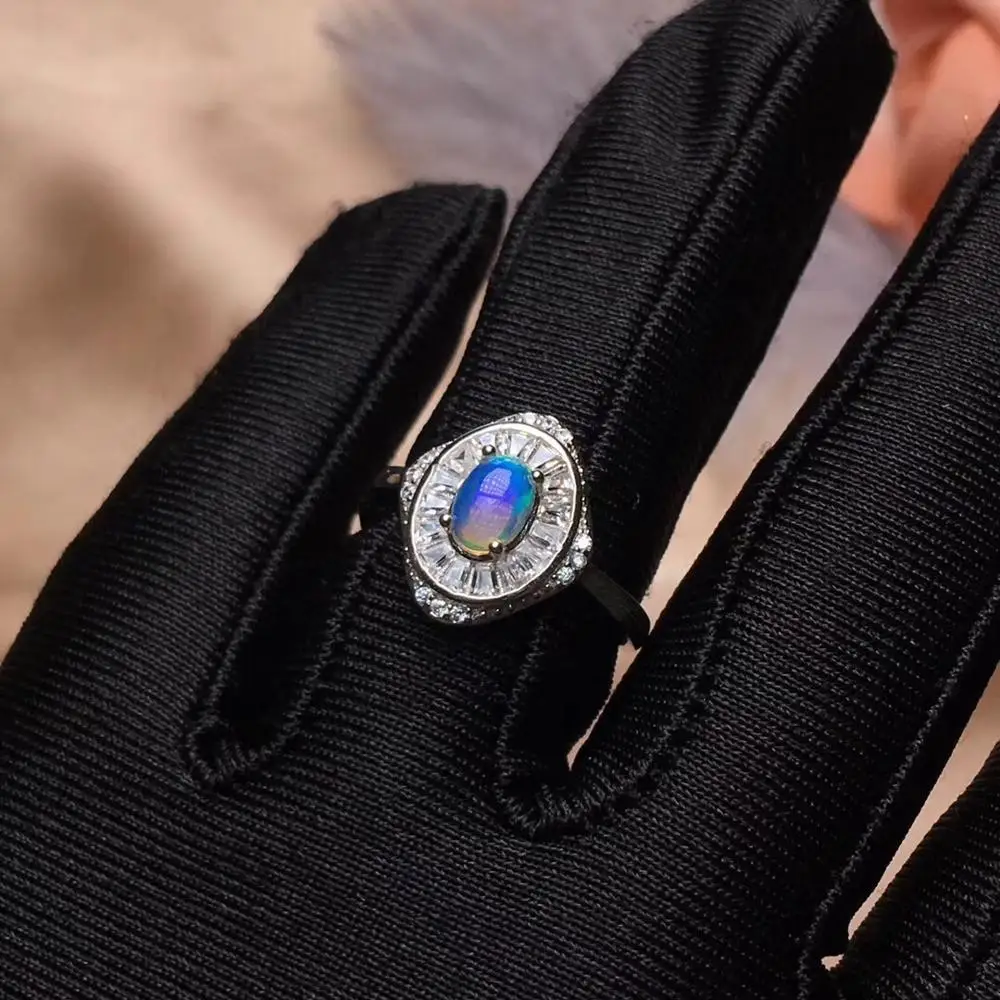Natural Opal Set 925 Sterling Silver Beautiful Fire Change  Exquisite Ring Necklace with earring