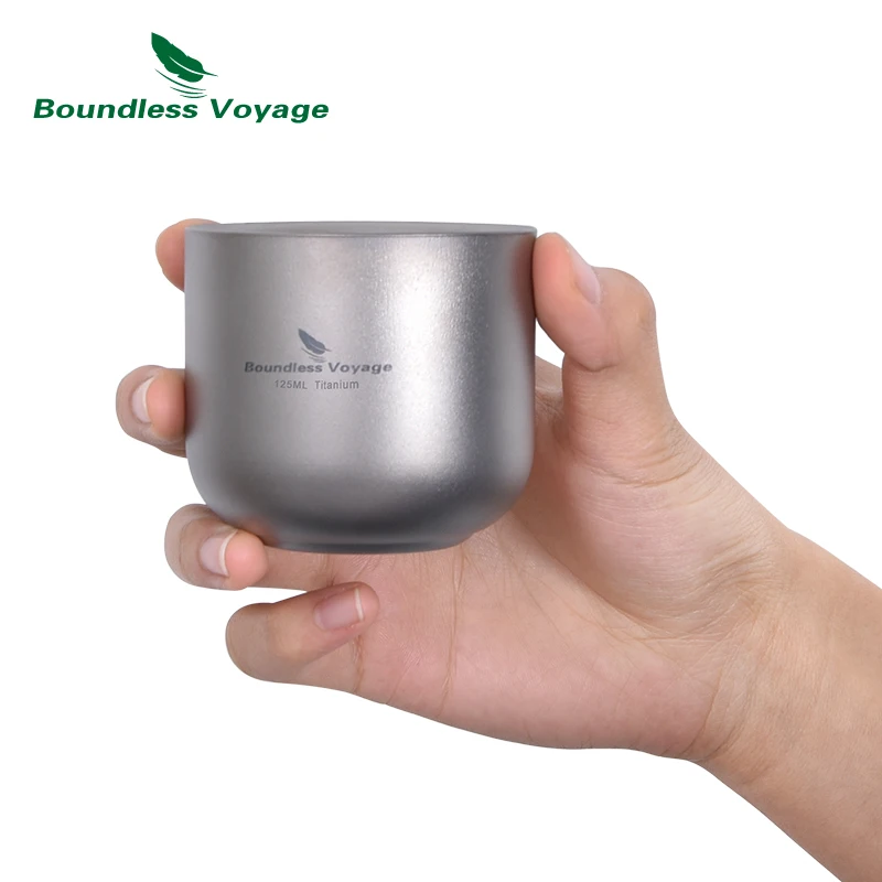 

Boundless Voyage Titanium Cup 125ml Tea Coffee Mug Indoor Outdoor Double-Layer Anti-scalding Round Drinkware Camping Tableware