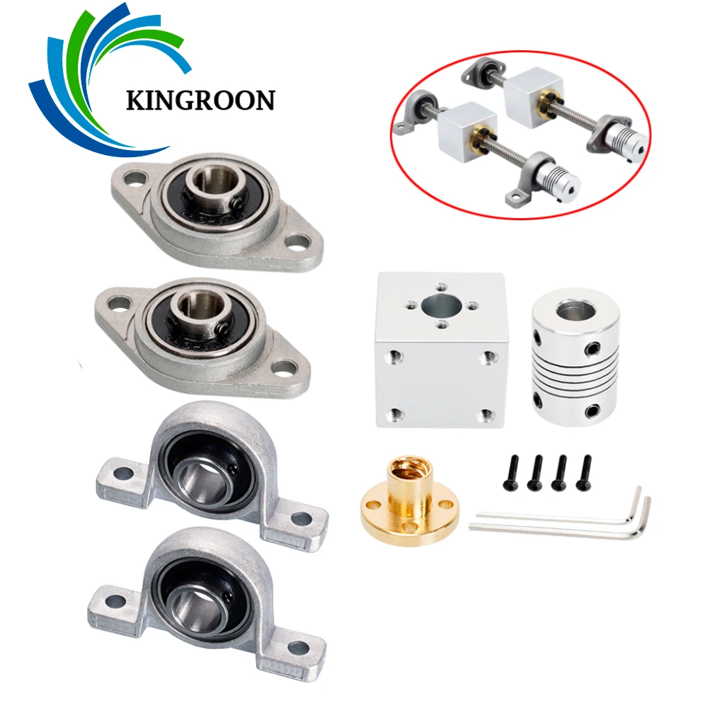 KINGROON T8 Lead Screw Nut Mount Lead 8MM OD 8MM Pitch 2MM T8 Nut Conversion Seat 3D Printer Part T8 Nuts Bracket Aluminum Block